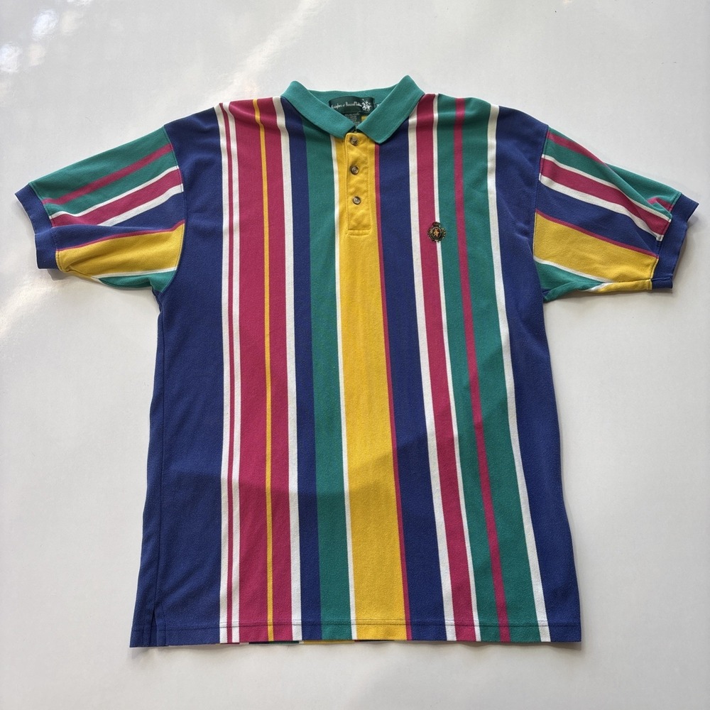 Vintage Knights of Round Table Polo Men's XL Multicolor Y2K Pink Green Yellow